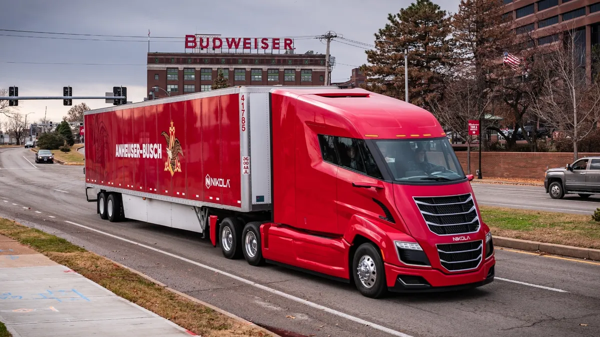 A Nikola Corp. helped a beer company make a zero-emissions delivery in 2019.