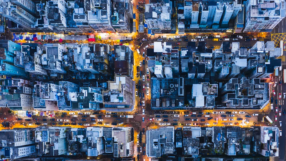 Aerial view of Hong Kong city