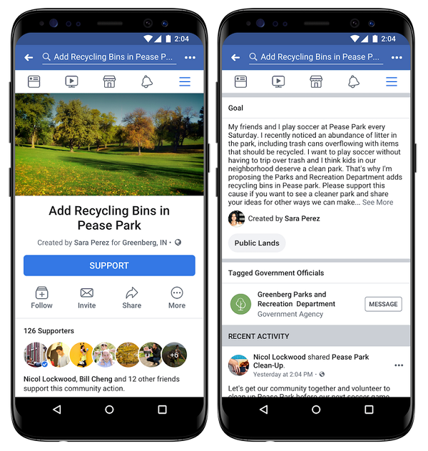 Facebook petitions example