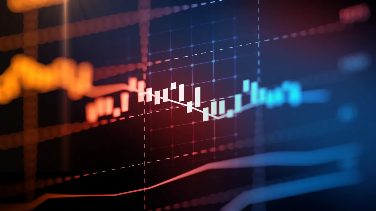 A financial graph on an abstract background