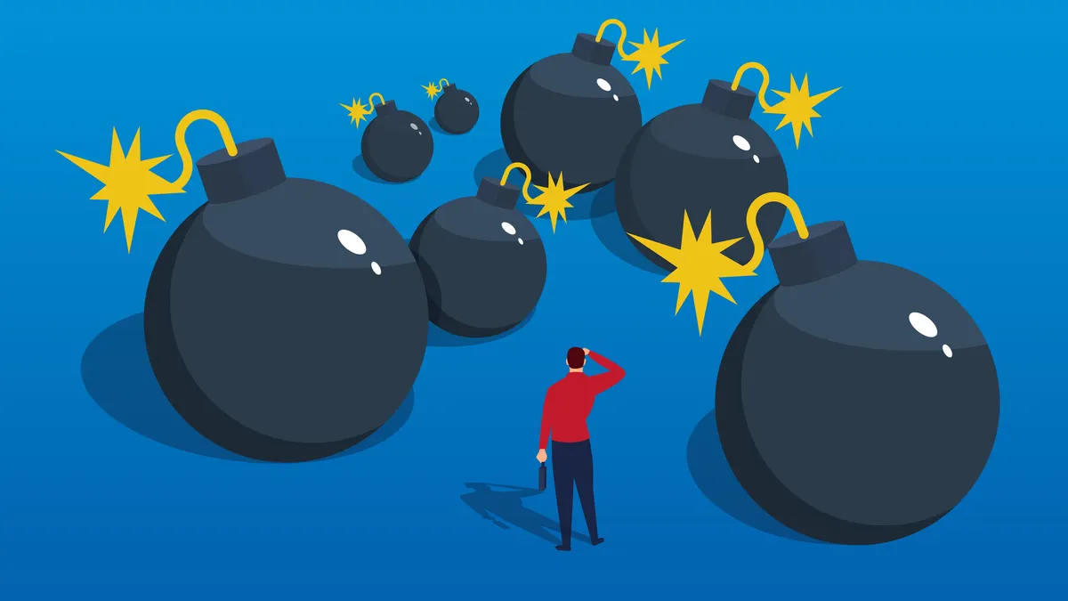 businessman minefield