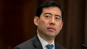 Mark Toshiro Uyeda testifies at a Senate hearing.