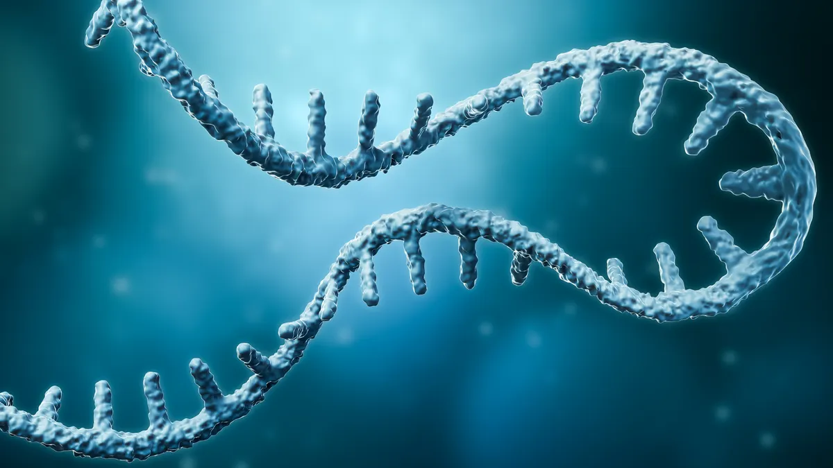 Messenger RNA or mRNA strand 3D rendering illustration with copy space