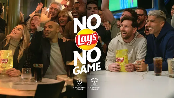 Two images side-by-side of famous soccer players enjoy watching a game in a pub.