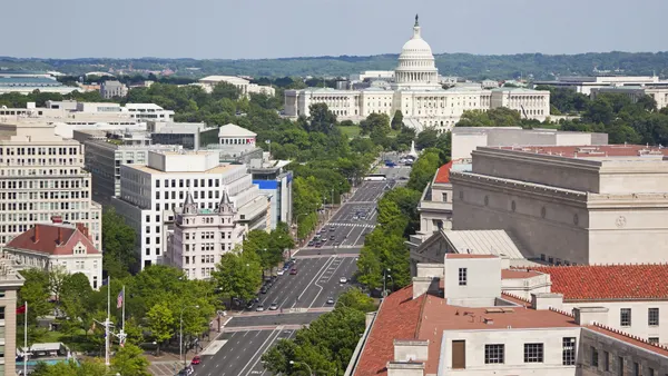 A view of Pennsylvania Ave., with the U.S. Capitol in the background.