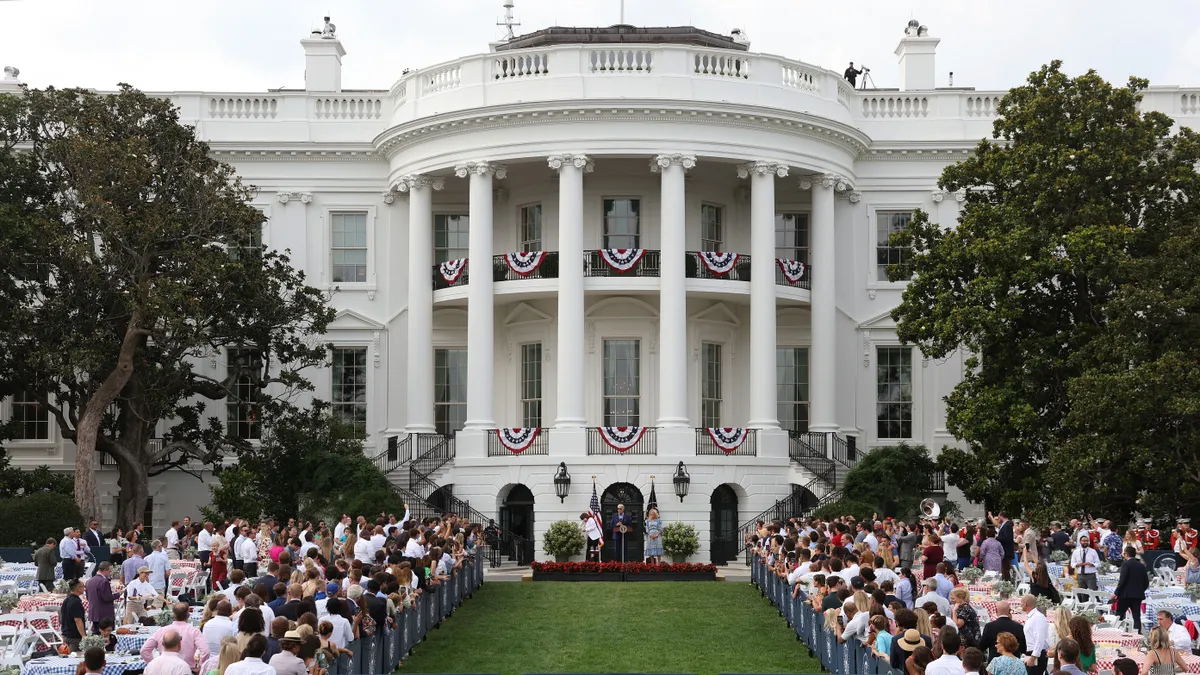 U.S. President Joe Biden delivers remarks alongside Vice President Kamala Harris at the Congressional Picnic on the South Lawn of the White House on July 19, 2023 in Washington, DC.