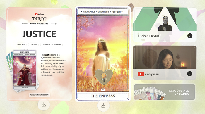YouTube tarot card experience