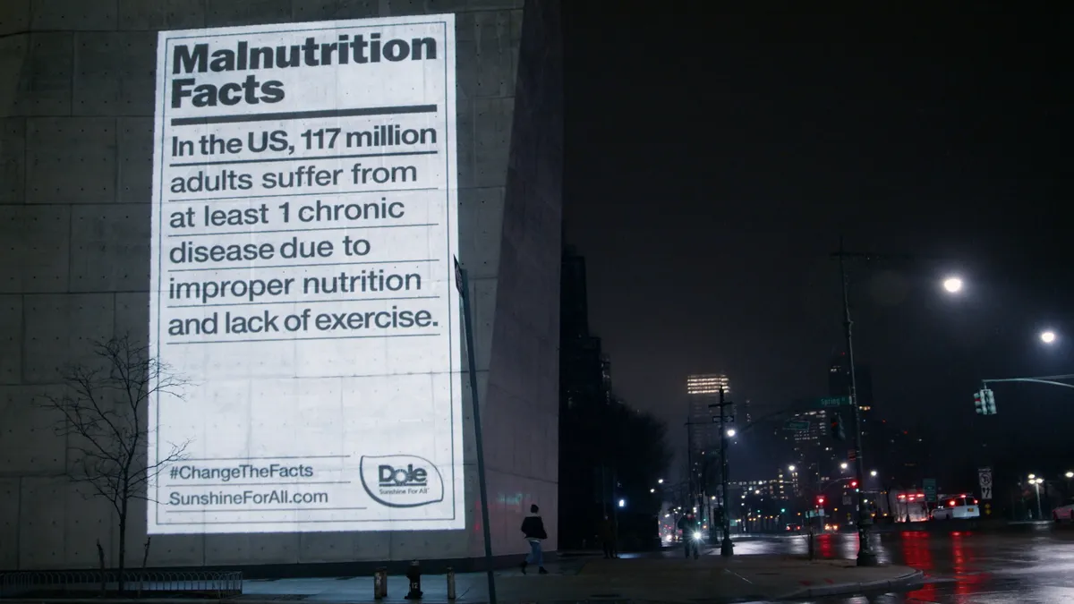 Dole calls attention to food insecurity with OOH 'malnutrition labels'