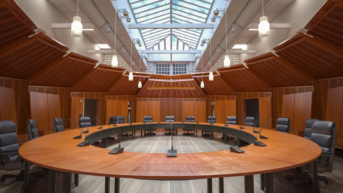 Board room left empty.