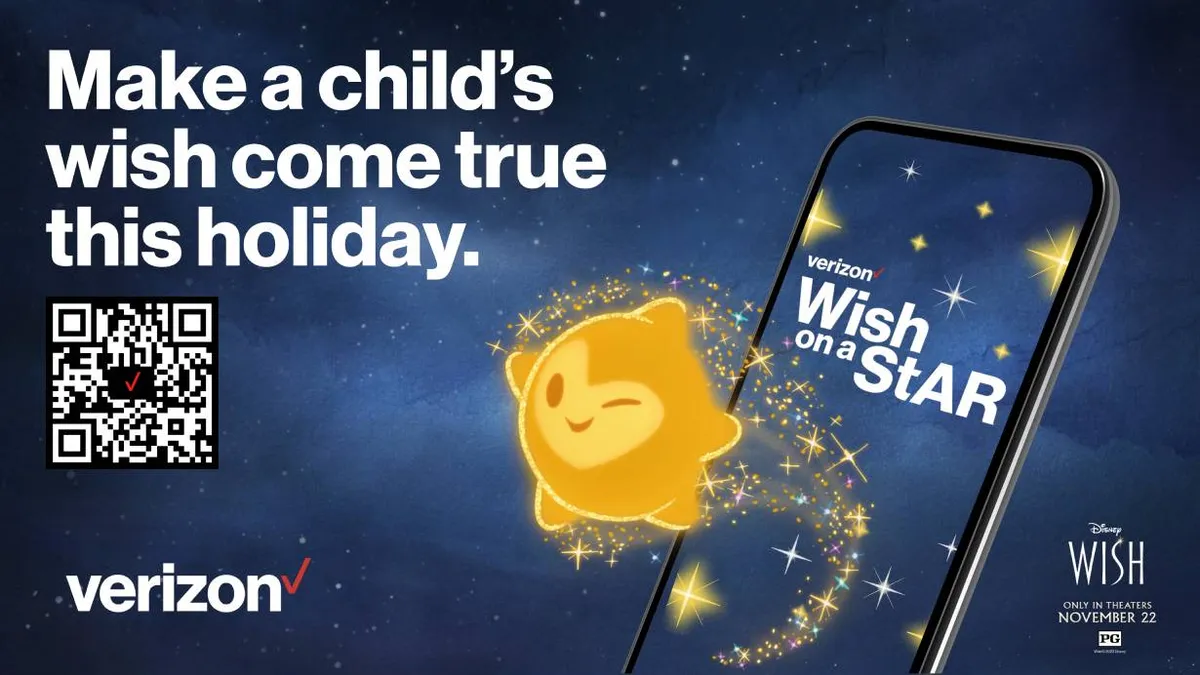 Campaign imagery promoting Disney and Verizon's augmented reality "Wish on a StAR" experience supporting Toys for Tots.