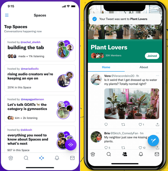 Twitter Spaces vs Communities tab