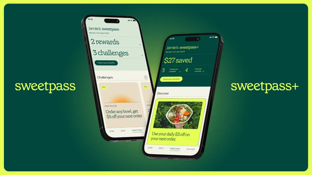 An image of Sweetgreen's rewards program on a smartphone.