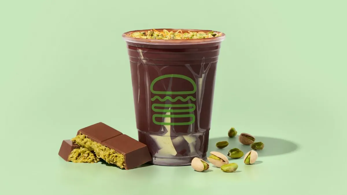 A chocolate pistachio milkshake.