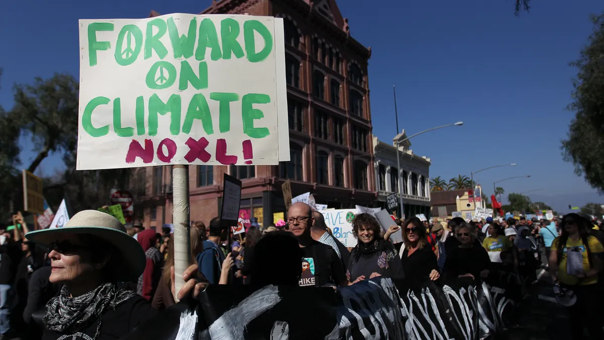 People seen protesting for climate change.