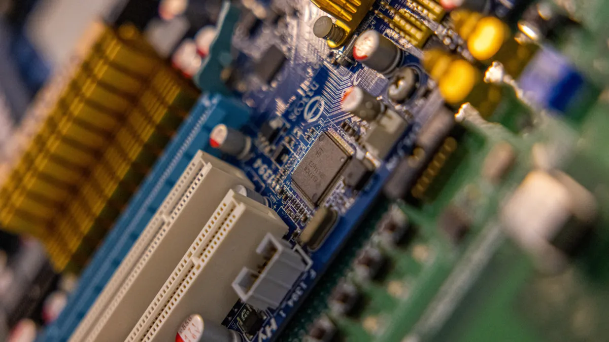 A closeup picture of a circuit board.