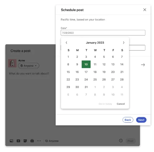 LinkedIn post scheduling