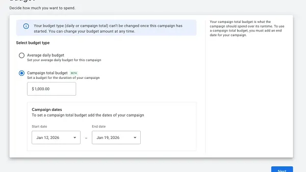 Google campaign budgets