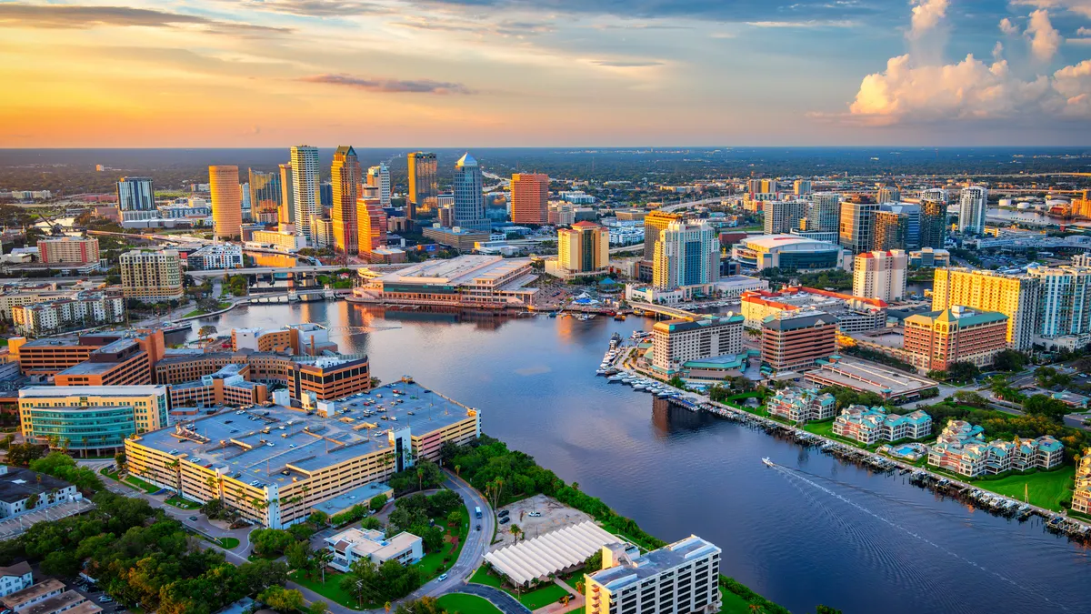 A skyline shot of Tampa, Florida.