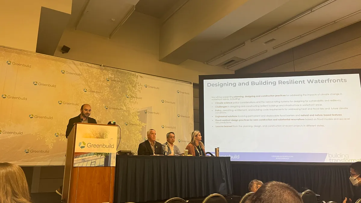 Panelists discuss designing and building resilient waterfronts during the 2023 Greenbuild International Conference and Expo