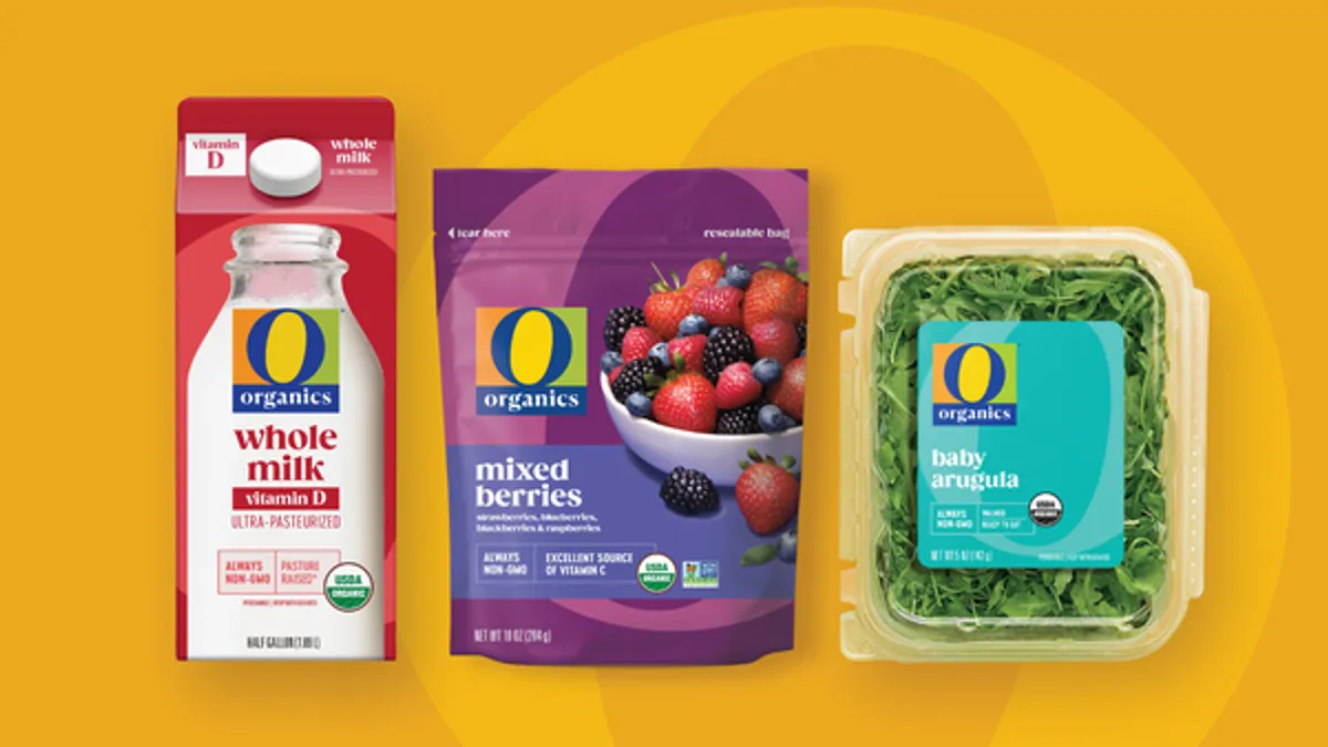 Three products from Albertsons' O Organics line.