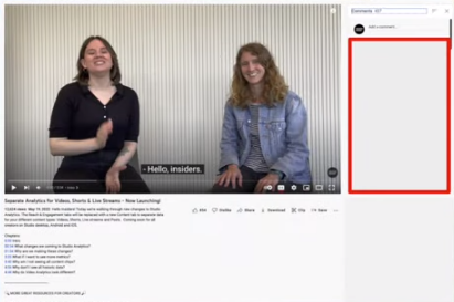 YouTube comments display