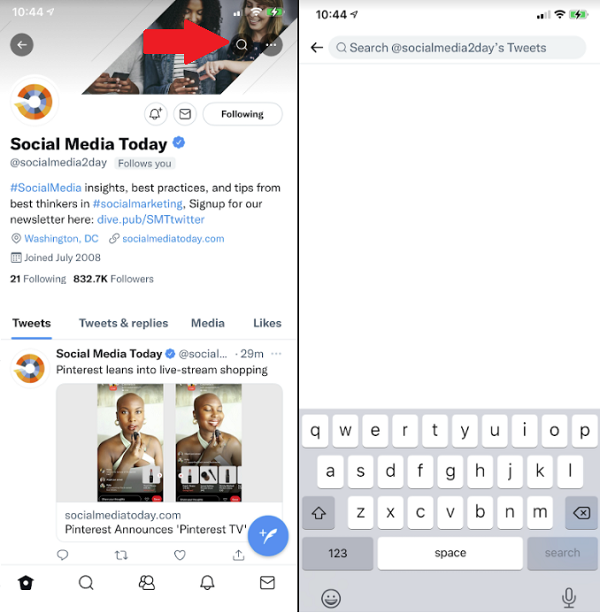 Twitter profile search