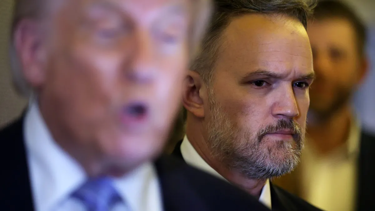 U.S. Trade Representative Jamieson Greer stands behind President Donald Trump