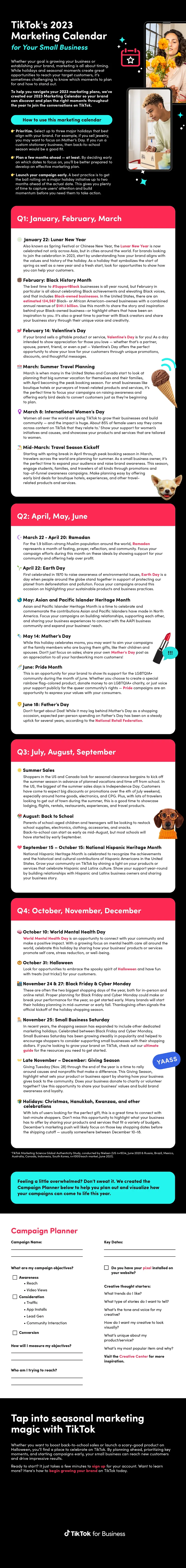 TikTok marketing calendar 2023