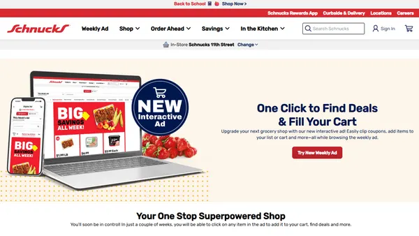 Screenshot of a grocer's website.