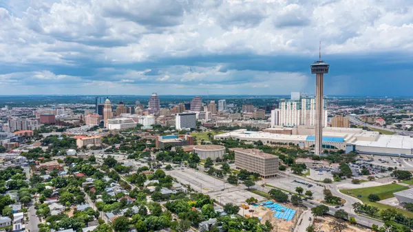 Aerial view of downtown San Antonio, Texas.