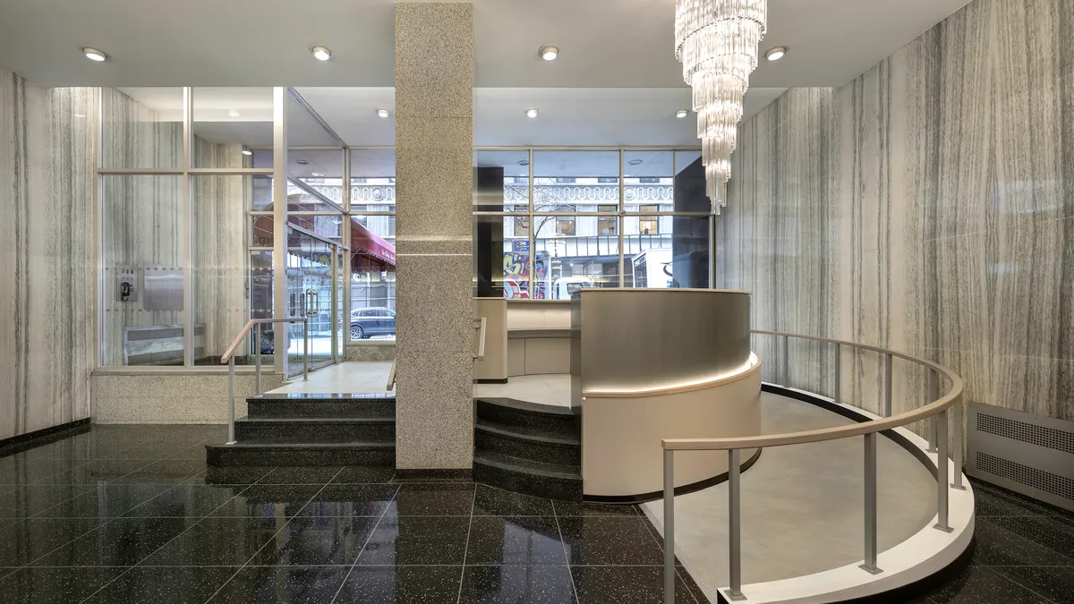 A gleaming Manhattan apartment lobby is also accessible