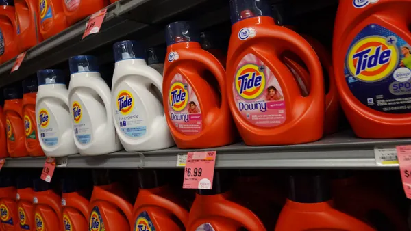 Tide, a laundry detergent owned by the Procter & Gamble company, is seen on a store shelf on October 20, 2020 in Miami, Florida.