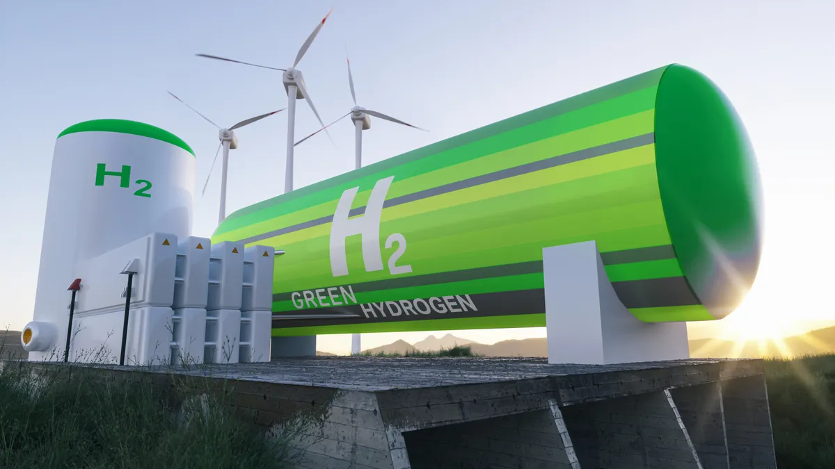 Green hydrogen renewable energy production facility.