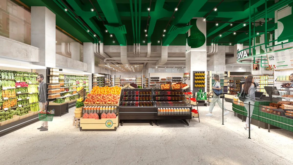 3D rendering of a Whole Foods Market Daily Shop entrance