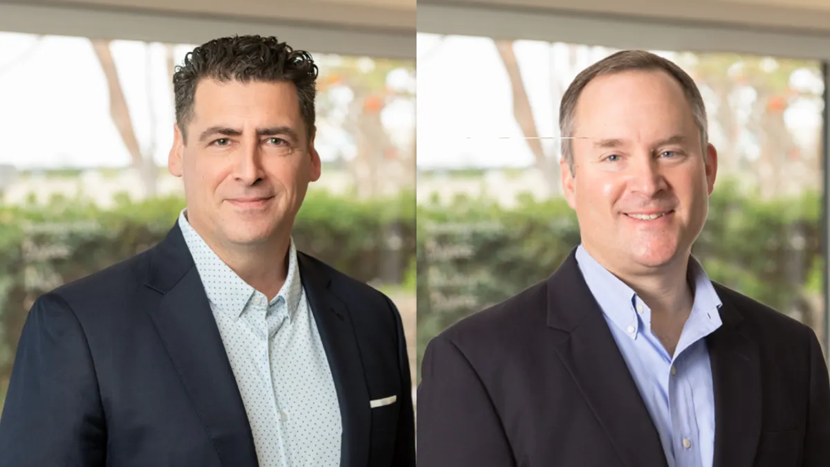 Two headshots: left, Louis Breton, CEO of Rampart Bioscience; right, Jeffrey Bartlett, CSO of Rampart Bioscience.
