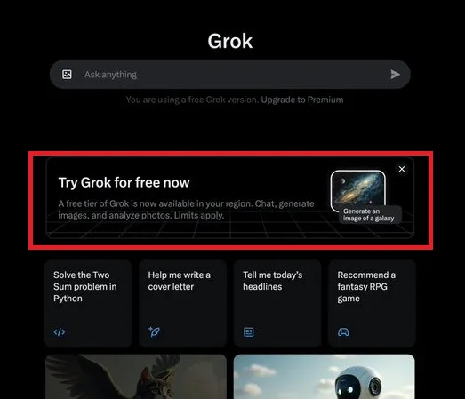 Grok free access