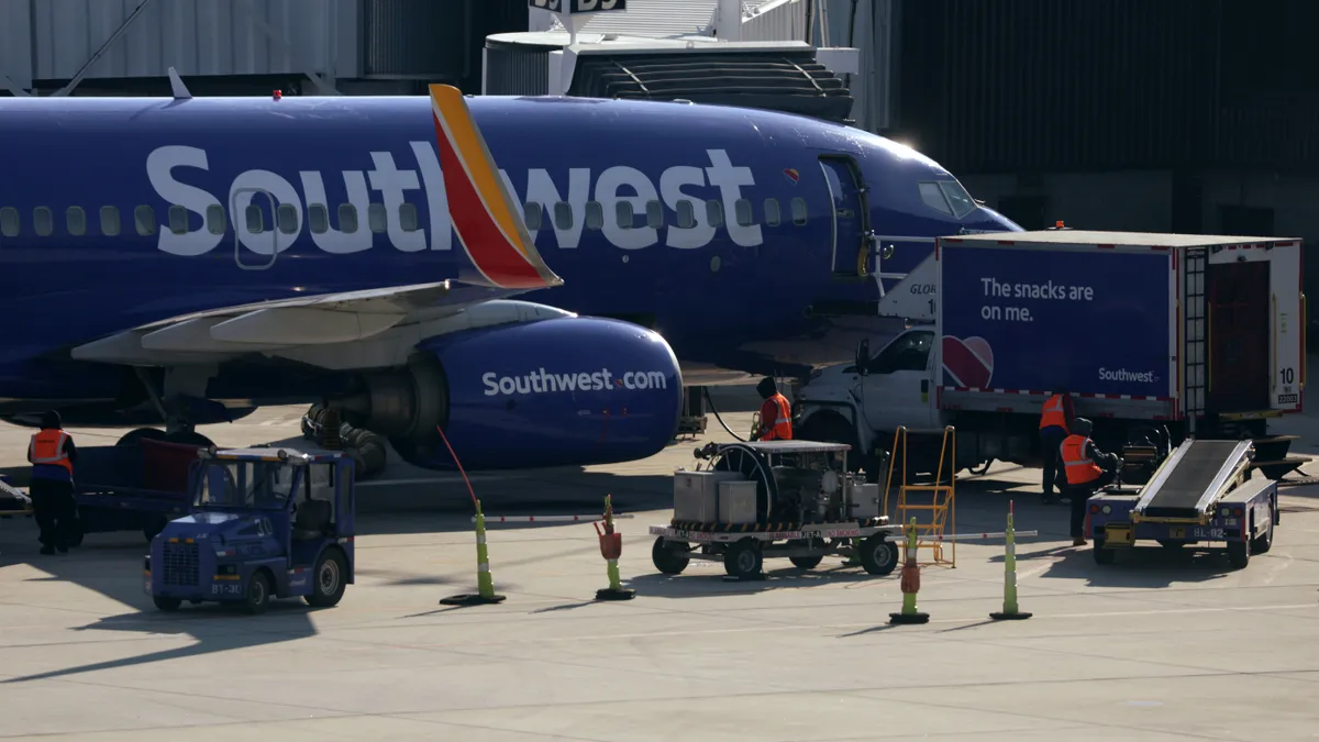 Southwest Airlines aircrafts are seen at Baltimore/Washington International Thurgood Marshall Airport (BWI) on December 22, 2021 in Baltimore, Maryland.