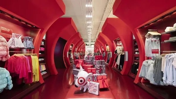 Red circular Target store interior in New York City