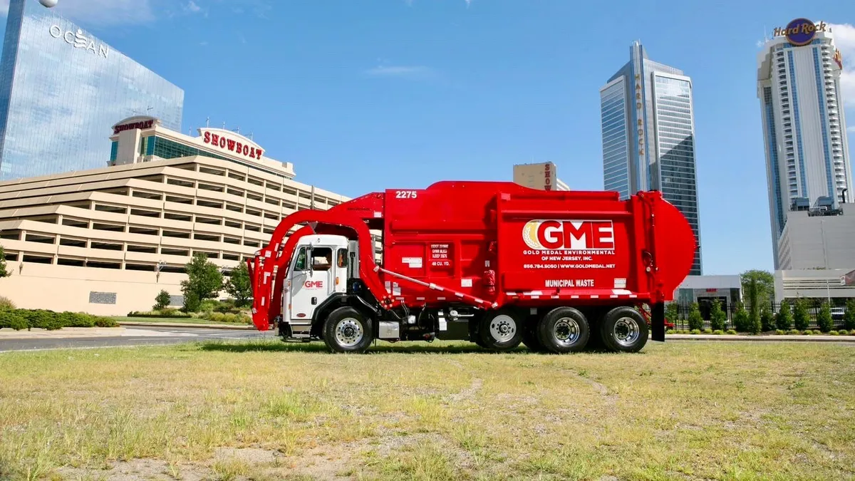 Gold Medal Environmental truck in front of Atlantic City casinos