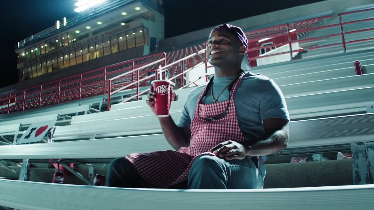 A fan appears in Dr Pepper's Fansville campaign
