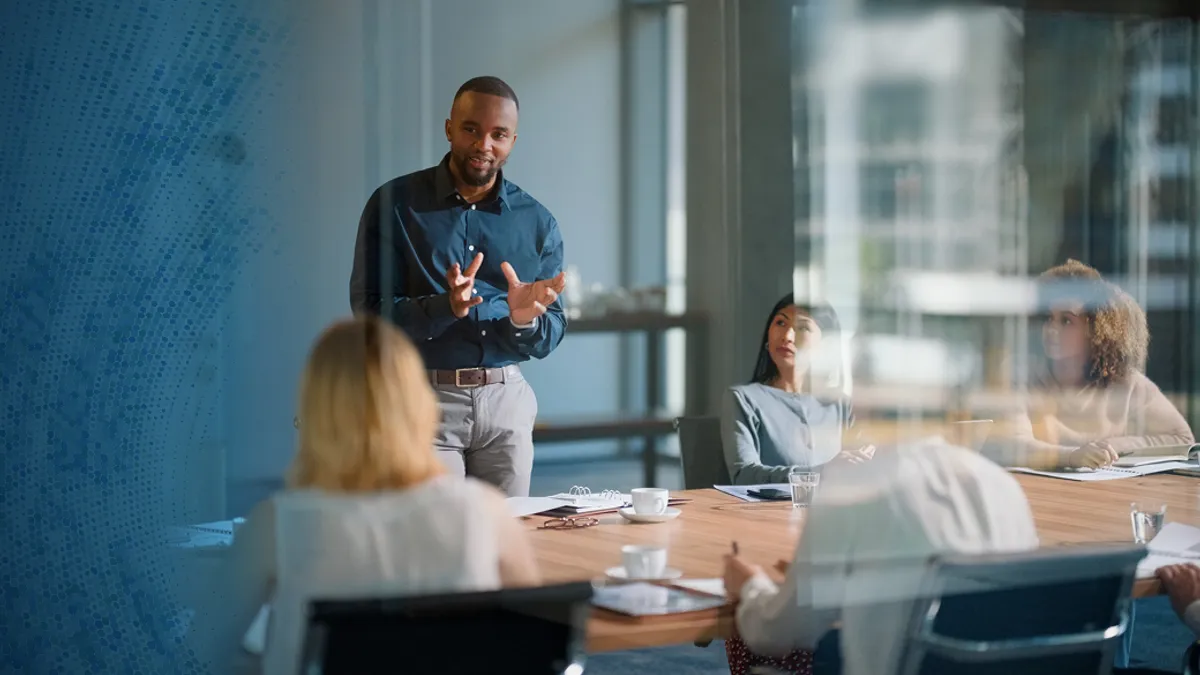 Man giving presentation during a meeting