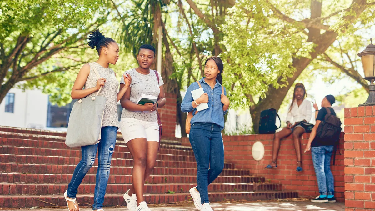 College student walking on campus