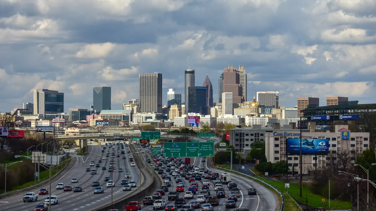 A photo of traffic jam in Atlanta, Georgia.