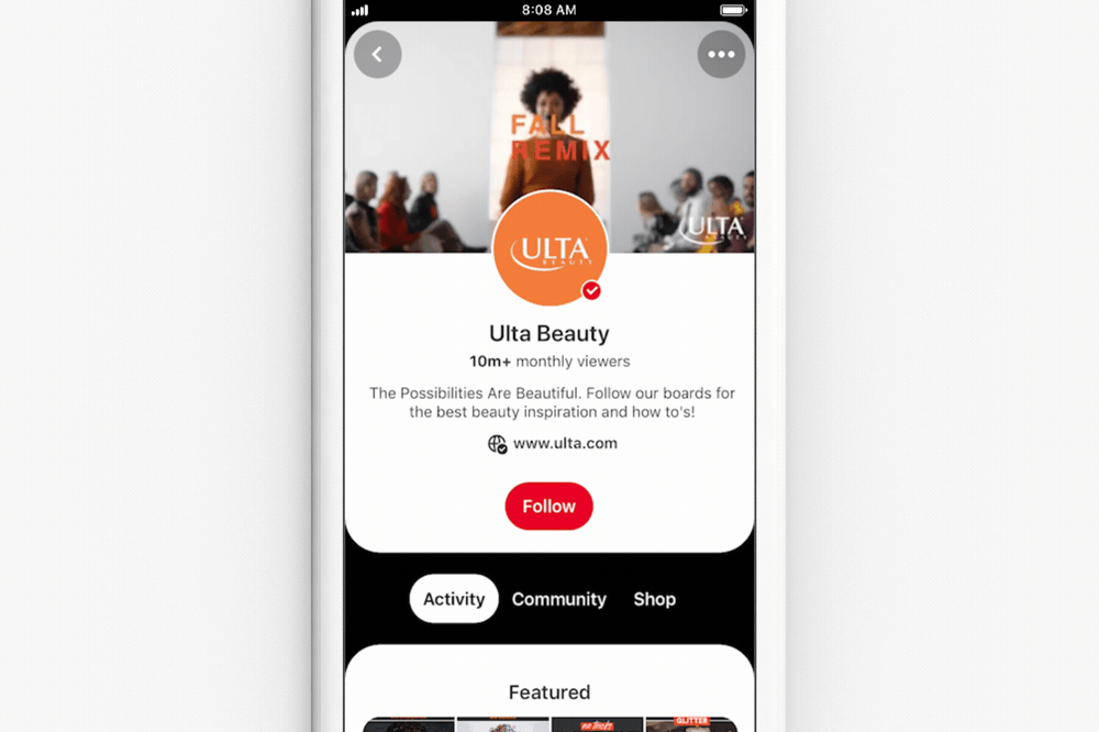 Pinterest profile update
