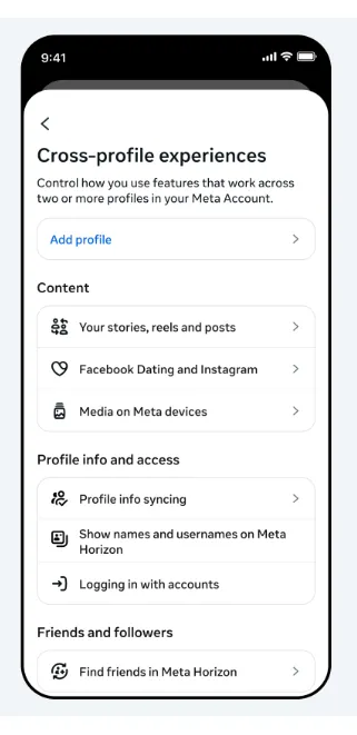 Meta accounts center update
