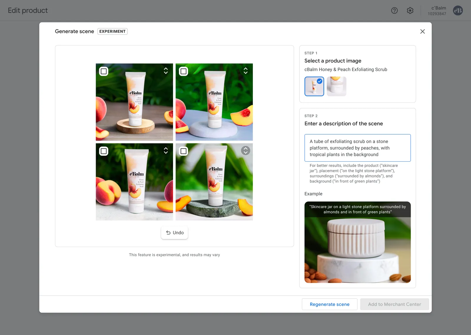 A skincare product with a range of different backgrounds featuring peaches and plants.