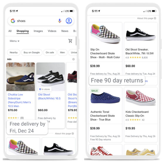 Google Shopping listings update