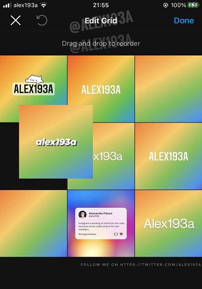 Instagram edit grid