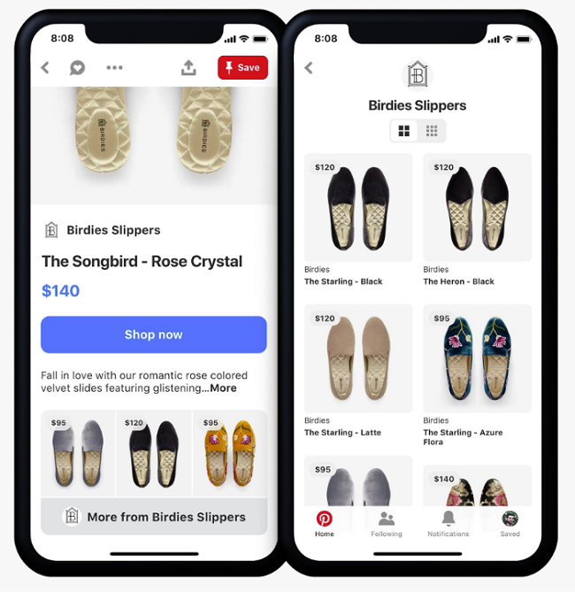 Pinterest shopping section