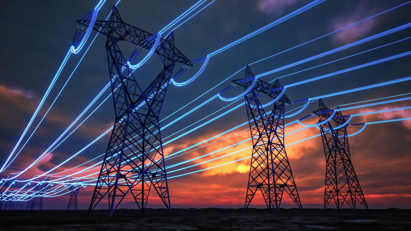 Power grid in the sunset